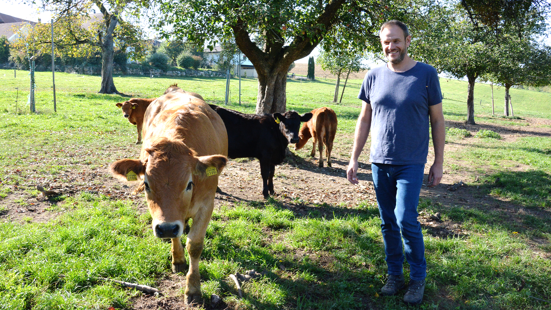 «Ich will, dass es meine Tiere von der Geburt bis zum Tod guthaben.» Der Seeländer Bio-Bauer Andreas Scheurer war einer der ersten im Kanton Bern, der auf seinem Betrieb auf die Hoftötung umgestellt hat (Bild: Passion Seeland bio:logique).